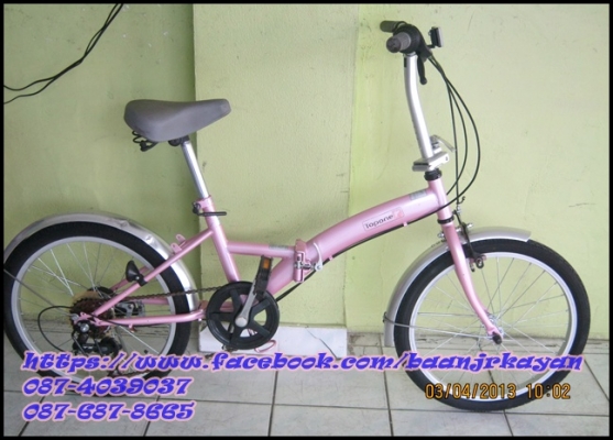 จักรยานพับ 20" 6 Speeds สีชมพู หวาน  เฟรมเหล็ก นะค่ะ