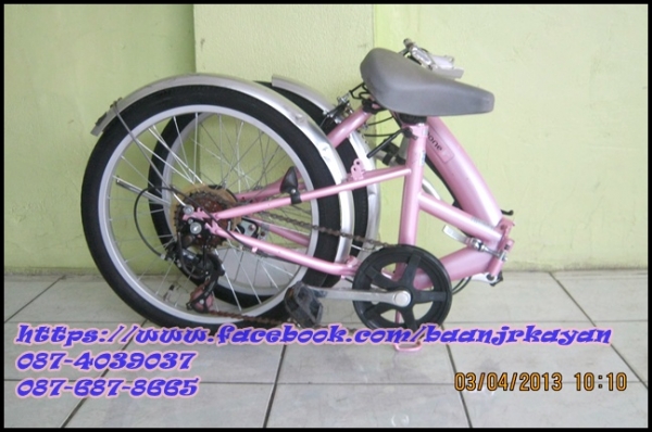 จักรยานพับ 20" 6 Speeds สีชมพู หวาน  เฟรมเหล็ก นะค่ะ