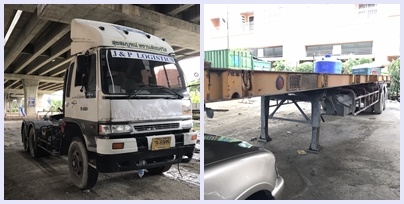 หัวลาก HINO รุ่น FM1JKNA 245 แรงม้า ปีจดทะเบียน 2546พร้อมหาง รุ่น VHT-TST1250M ปีจดทะเบียน 2546