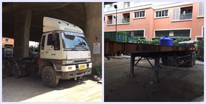 หัวลาก HINO รุ่น FM1JKNA 245 แรงม้า ปีจดทะเบียน 2546พร้อมหาง รุ่น VHT-TST1250M ปีจดทะเบียน 2546