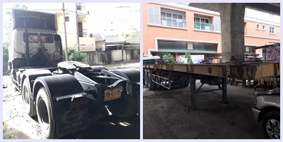 หัวลาก HINO รุ่น FM1JKNA 245 แรงม้า ปีจดทะเบียน 2546พร้อมหาง รุ่น VHT-TST1250M ปีจดทะเบียน 2546