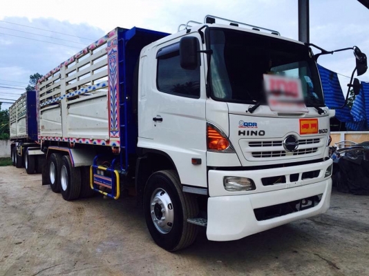Hino 380 แรง ปี 56 กระบะดัมพ์แม่ลูก 3 เพลา ไมล์ 190,xxx