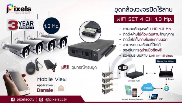 กล้องไร้สาย 4CH. ชัดๆ รับประกัน 3 ปี