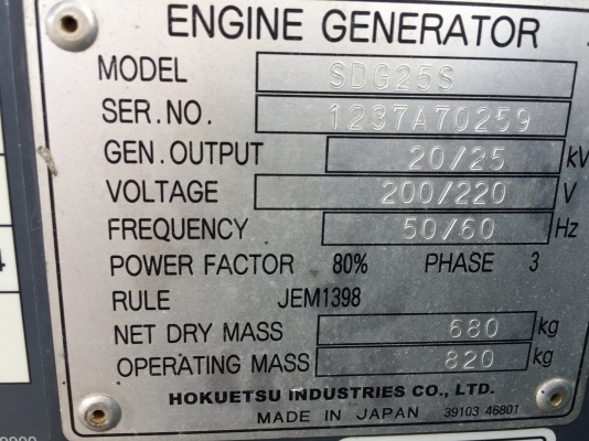 ขายเครื่องปั่นไฟ AIRMAN SDG25S