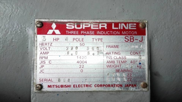 ** SOLD ** มอเตอร์ Mitsubishi 3 HP 1420 RPM 380V Type SB-J ตัวญี่ปุ่นทุ่นเดิมๆรุ่นทนใช้ยาวสบายใจ!!