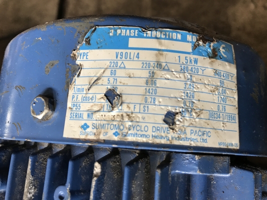 ( เหลือ 1 ตัวครับ )ขายมอเตอร์เกียร์ Cycro drive Sumitomo 2HP. 380V อัตราทด 1:71 รุ่นหัวใหญ่ สภาพสวย พร้อมใช้งาน มี 2ตัวครับ