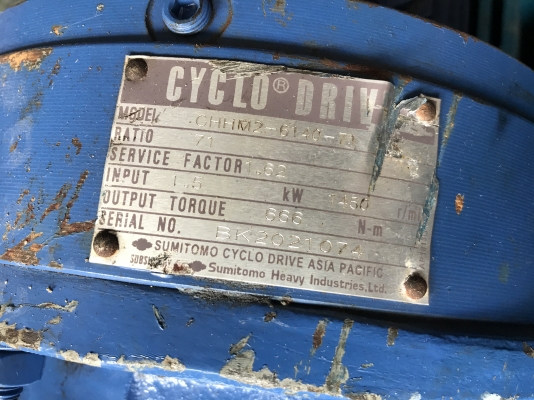 ( เหลือ 1 ตัวครับ )ขายมอเตอร์เกียร์ Cycro drive Sumitomo 2HP. 380V อัตราทด 1:71 รุ่นหัวใหญ่ สภาพสวย พร้อมใช้งาน มี 2ตัวครับ