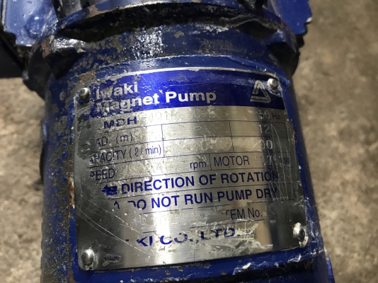 ขายปั้มเคมี Magnet pump Iwaki 1HP. 380V made in Japan สภาพสวยเดิมๆ พร้อมใช้งาน