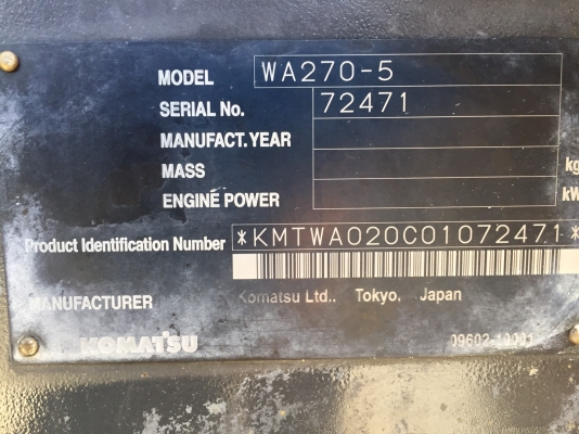 KOMATSU WA270-5 โทร.090-986-2521 อ๊อบ