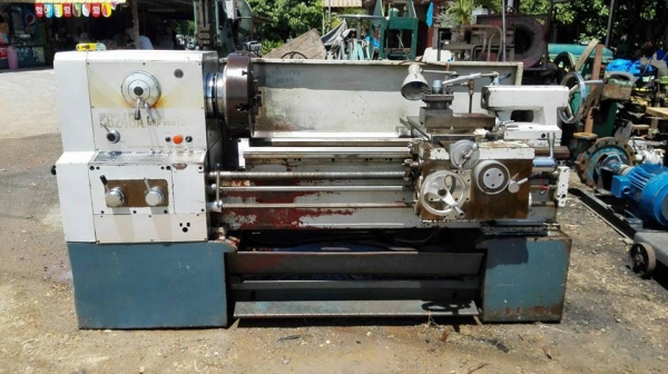 ** SOLD ** เครื่องกลึงจีนรุ่นใหม่ GAB-BED LATHE 6 ฟุต 3 เพลาเบรคนิ้วมิลในตัว 460x1000 รู 3.2&quot; ไฟ 380V