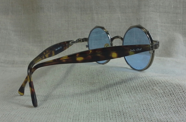 แว่นตาแนวสตีมพังค์  เจแปนิชแบรนด์หรู  เลนส์กระจก &#039;สีท้องฟ้า&#039; หายาก!  Vintage POLO CLUB handmade in Japan
