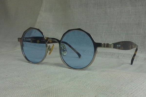 แว่นตาแนวสตีมพังค์  เจแปนิชแบรนด์หรู  เลนส์กระจก &#039;สีท้องฟ้า&#039; หายาก!  Vintage POLO CLUB handmade in Japan
