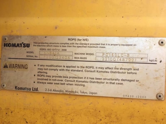 ขาย 1,485,000 บาท KOMATSU PC160-8 ทำงาน 9,077 ชม .  เครื่องดี ปั้มแรง โช่หนา เอวแน่น ไฟฟ้าครบ เอกสารเอินวอยท์   รถอยู่ จ.ร้อยเอ็ด โทร&amp;ไอดีไลน์ 0610710295