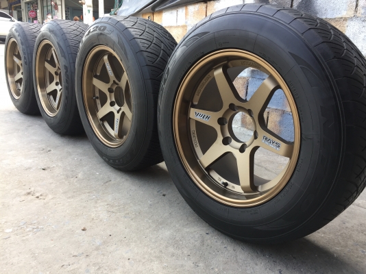 ล้อแม็ก ขอบ18 TE37 หน้า 9.5-10.5 งาน YUSTA  ของใหม่แกะกล่องรัดยางเปอร์เซ็นต์  265 60 18 NITTO 420 ปี 12 made in japan  ครบชุด 4 วง 15000