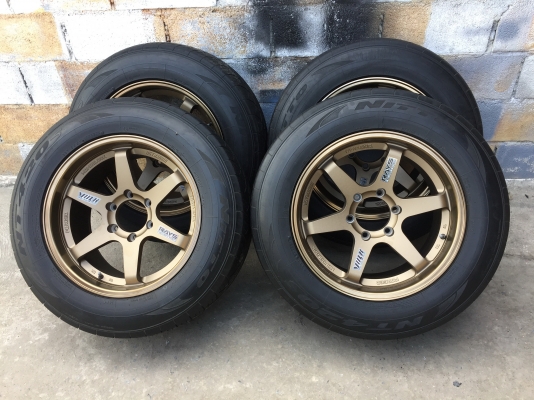 ล้อแม็ก ขอบ18 TE37 หน้า 9.5-10.5 งาน YUSTA  ของใหม่แกะกล่องรัดยางเปอร์เซ็นต์  265 60 18 NITTO 420 ปี 12 made in japan  ครบชุด 4 วง 15000