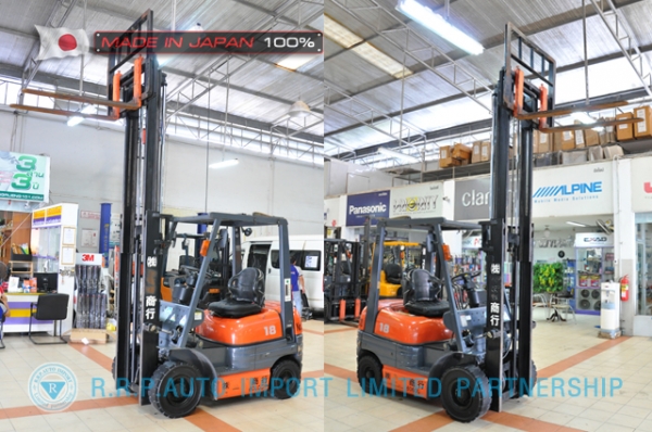 ขายรถโฟล์คลิฟท์มือสอง TOYOTA รุ่น 6FD18-14910 นำเข้าจากประเทศญี่ปุ่น 100\% ไม่เคยใช้งานในไทย
