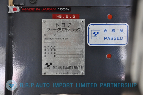 ขายรถโฟล์คลิฟท์มือสอง TOYOTA รุ่น 6FD18-14910 นำเข้าจากประเทศญี่ปุ่น 100\% ไม่เคยใช้งานในไทย