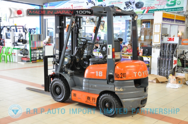 ขายรถโฟล์คลิฟท์มือสอง TOYOTA รุ่น 6FD18-14910 นำเข้าจากประเทศญี่ปุ่น 100\% ไม่เคยใช้งานในไทย ขายรถโฟล์คลิฟท์มือสอง TOYOTA รุ่น 6FD18-14910 นำเข้าจากประเทศญี่ปุ่น 100\% ไม่เคยใช้งานในไทย