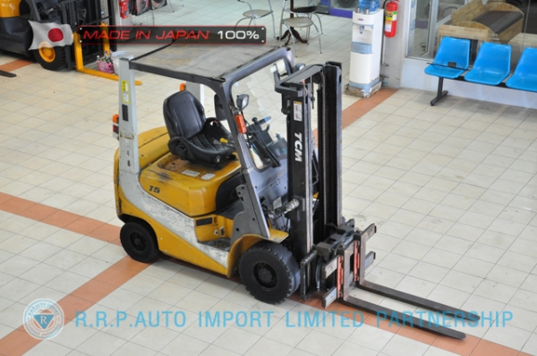 ขายรถโฟล์คลิฟท์มือสอง TCM-FD15T12-4IH00107 นำเข้าจากประเทศญี่ปุ่น 100\% ไม่เคยใช้งานในไทย