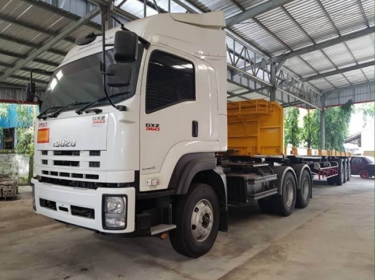 หัวลาก Isuzu 360 แรง ปี 58 พร้อมหางพื้นเรียบ 3 เพลายาว 12.50 เมตร ไมล์แท้ 200 kg.