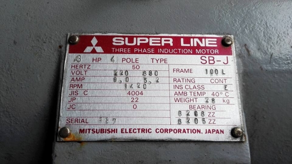 ** SOLD ** มาใหม่อีกชุด ** มอเตอร์ Mitsubishi JAPAN 3 HP 1420 RPM 380V Type SB-J ตัวญี่ปุ่นรุ่นทนทุ่นเดิมพร้อมใช้ ** SOLD ** มาใหม่อีกชุด ** มอเตอร์ Mitsubishi JAPAN 3 HP 1420 RPM 380V Type SB-J ตัวญี่ปุ่นรุ่นทนทุ่นเดิมพร้อมใช้