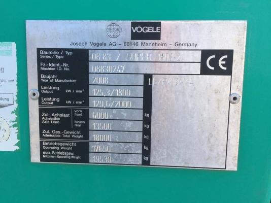 Vogele S1803-2 ปี2008 รถปูยาง 5 เมตร นำเข้าจากอเมริกา โทร. 080-6565422 (หนิง)