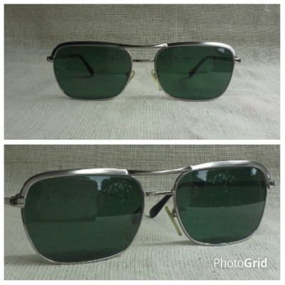 แว่นตาเจแปนิชวินเทจ ยุค &#039;90s  โมเดลสุดหล่อ &#039;สี่เหลี่ยม - นักบิน - คานโค้ง&#039;  Vintage SILVER handmade in Japan
