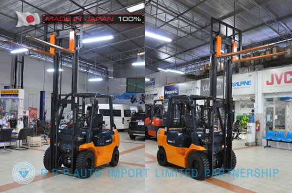 ขายรถโฟล์คลิฟท์มือสอง TOYOTA รุ่น 7FD25-12723 นำเข้าจากประเทศญี่ปุ่น 100\% ไม่เคยใช้งานในไทย