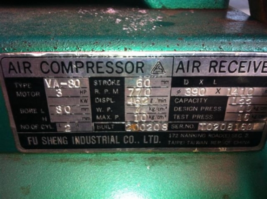 ขายปั๊มลม3 HP 165 ลิตร มือสองขายตามสภาพครับ ขายปั๊มลม3 HP 165 ลิตร มือสองขายตามสภาพครับ