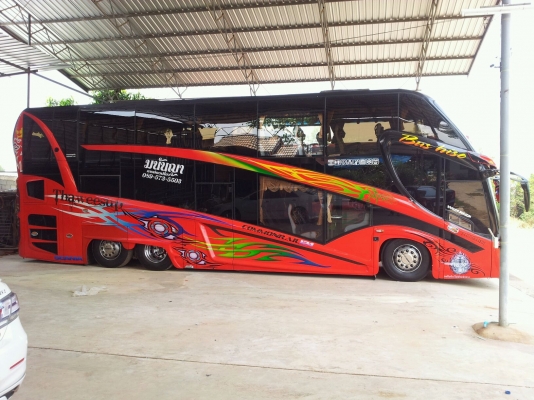 ขายรถทัวร์ 2 ชั้น scania สีแดง
