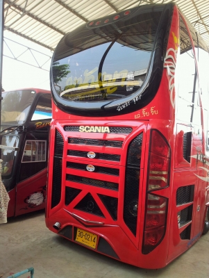 ขายรถทัวร์ 2 ชั้น scania สีแดง
