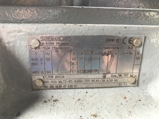 ขายมอเตอร์ Siemens 50HP. 380V 1450rpm. สภาพสวยเดิมๆ พร้อมใช้งาน ขายมอเตอร์ Siemens 50HP. 380V 1450rpm. สภาพสวยเดิมๆ พร้อมใช้งาน