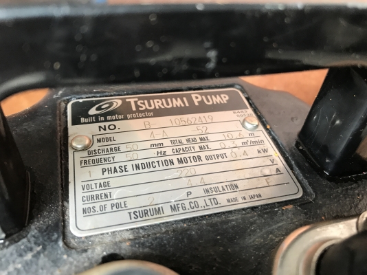 ขายไดโว่ Tsurumi 0.5HP. 220V ไฟบ้าน ขนาด 2นิ้ว made in Japan รุ่นมีลูกลอยในตัว สภาพสวยมาก พร้อมใช้งาน ขายไดโว่ Tsurumi 0.5HP. 220V ไฟบ้าน ขนาด 2นิ้ว made in Japan รุ่นมีลูกลอยในตัว สภาพสวยมาก พร้อมใช้งาน