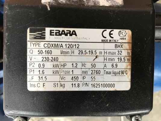 ขายปั้มน้ำหอยโข่งหัวสแตนเลส Ebara 1.2HP. 220V ไฟบ้าน made in Italy สภาพสวยเดิมๆ พร้อมใช้งาน มี 2 ตัวครับ ขายปั้มน้ำหอยโข่งหัวสแตนเลส Ebara 1.2HP. 220V ไฟบ้าน made in Italy สภาพสวยเดิมๆ พร้อมใช้งาน มี 2 ตัวครับ