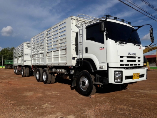 Isuzu 360 แรง ปี 56 แม่ลูกกระบะไม่ดัมพ์ ลูก 3 เพลา 7 เมตร ไมล์แสนสอง
