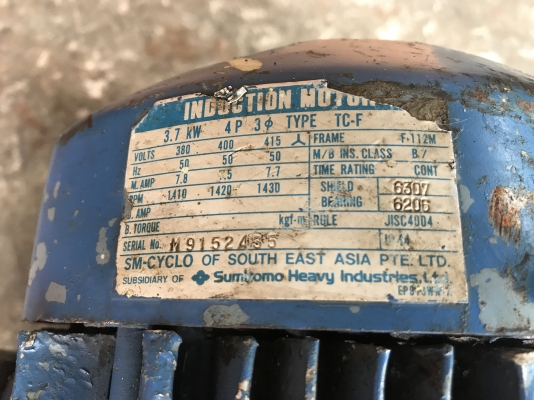 ขายมอเตอร์เกียร์ Cycro drive Sumitomo 5HP. 380V อัตราทด 1:43 Made in Japan สภาพดี หมุนนิ่ม พร้อมใช้งาน ขายมอเตอร์เกียร์ Cycro drive Sumitomo 5HP. 380V อัตราทด 1:43 Made in Japan สภาพดี หมุนนิ่ม พร้อมใช้งาน