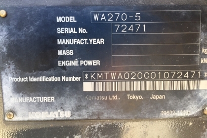 ขาย KOMATSU WA270-5 โทร.090-986-2521 อ๊อบ