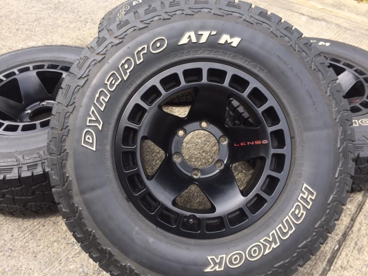 ขายล้อ LENSO ขอบ16 กว้าง8.5 ออฟ0 6รู พร้อมยาง HANKOOK Dynapro AT-M 265-75-16 ปี13 ดอกสวยมาก ชุดละ 15,500 บาท