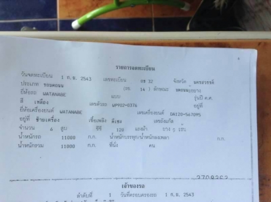 ขาย 295,000 รถบดล้อยาง 9 ล้อ WATANABE WP902 เครื่องดี เกียรดี ยางไม่สวย เอกสารเล่มทะเบียน ม.79   รถอยู่ จ.นครสวรรค์ โทร&amp;ไอดีไลน์ 0610710295