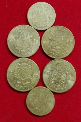 เหรียญ 10 สตางค์ 5 สตางค์ ปี 2500 จำนวน 6 เหรียญ 098-1861608 เหรียญ 10 สตางค์ 5 สตางค์ ปี 2500 จำนวน 6 เหรียญ 098-1861608
