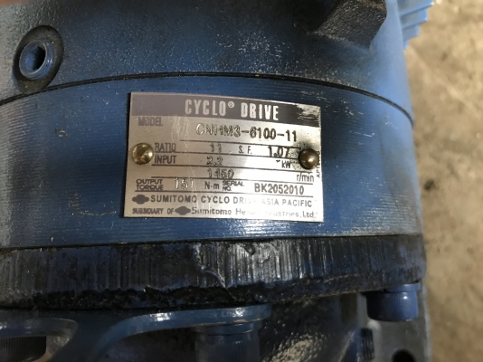 ขายมอเตอร์เกียร์ Cycro drive Sumitomo 3HP. 380V อัตราทด 1:11 สภาพสวยมากเดิมๆ หมุนนิ่ม พร้อมใช้งาน