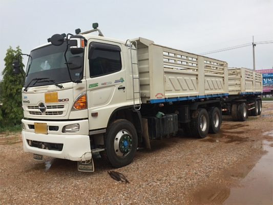 ขายรถพ่วง HINO 380แรง ซีรีส์500 ปี 58 เลขไมล์ 130,xxx ดั้มพ์สามมิตร สภาพเดิมๆ