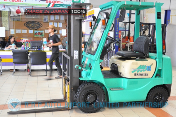 ขายรถโฟล์คลิฟท์มือสอง MITSUBISHI รุ่น FG15-51923 นำเข้าจากประเทศญี่ปุ่น 100\% ไม่เคยใช้งานในไทย