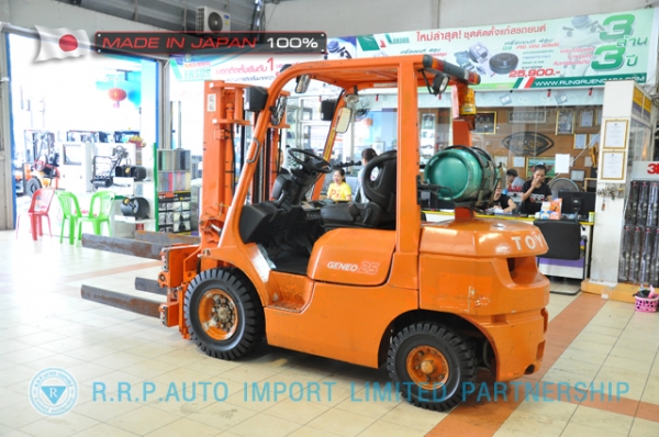 ขายรถโฟล์คลิฟท์มือสอง TOYOTA รุ่น 7FG25-16316 นำเข้าจากประเทศญี่ปุ่น 100\% ไม่เคยใช้งานในไทย