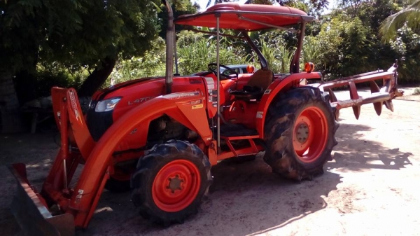 รถไถ่คูโบต้า4708 ปี่2555 (คานโค้ง) ดันหน้า ผาลหลัง24*5 พร้อมโรตารี่