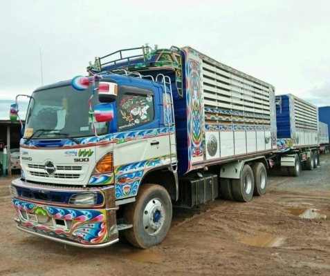 ขาย HINO 344 พ่วงแม่ลูก กระบะเนียมคอกเกษตรดั๊ม อู่ ซีทีทรัค รถปี 57