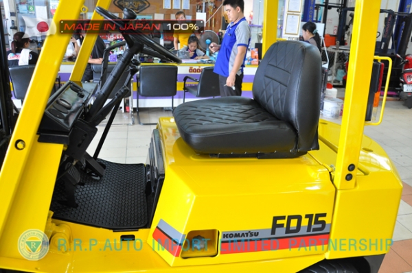 ขายรถโฟล์คลิฟท์มือสอง KOMATSU รุ่น FD15L-50409 นำเข้าจากประเทศญี่ปุ่น 100\% ไม่เคยใช้งานในไทย