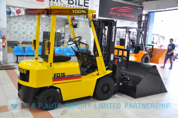 ขายรถโฟล์คลิฟท์มือสอง KOMATSU รุ่น FD15L-50409 นำเข้าจากประเทศญี่ปุ่น 100\% ไม่เคยใช้งานในไทย