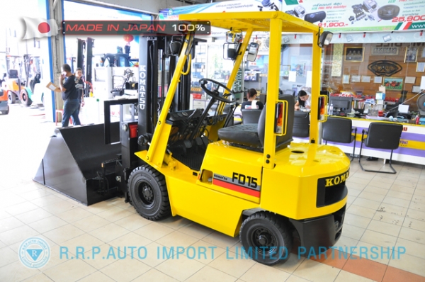 ขายรถโฟล์คลิฟท์มือสอง KOMATSU รุ่น FD15L-50409 นำเข้าจากประเทศญี่ปุ่น 100\% ไม่เคยใช้งานในไทย