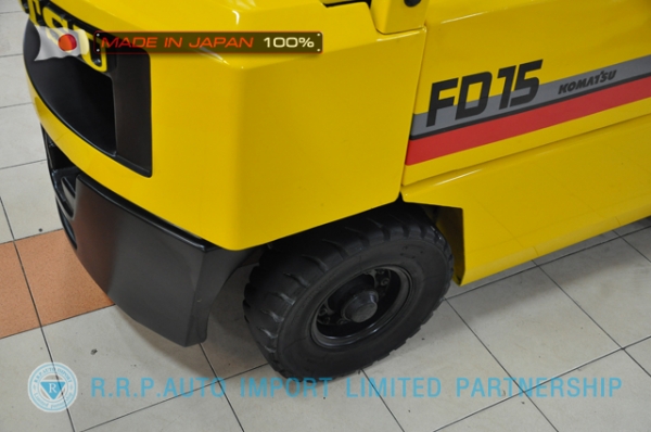ขายรถโฟล์คลิฟท์มือสอง KOMATSU รุ่น FD15L-50409 นำเข้าจากประเทศญี่ปุ่น 100\% ไม่เคยใช้งานในไทย